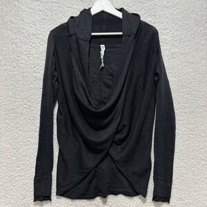Lululemon Size 8 Hooded Wrap Cardigan Womens Charcoal Grey Cashmere Blend Draped